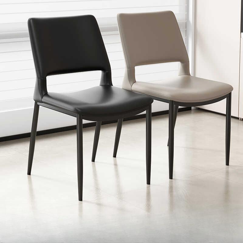 Contemporary Midnight Black Alloy Armless Chair with Uncovered Back and Padded Seat