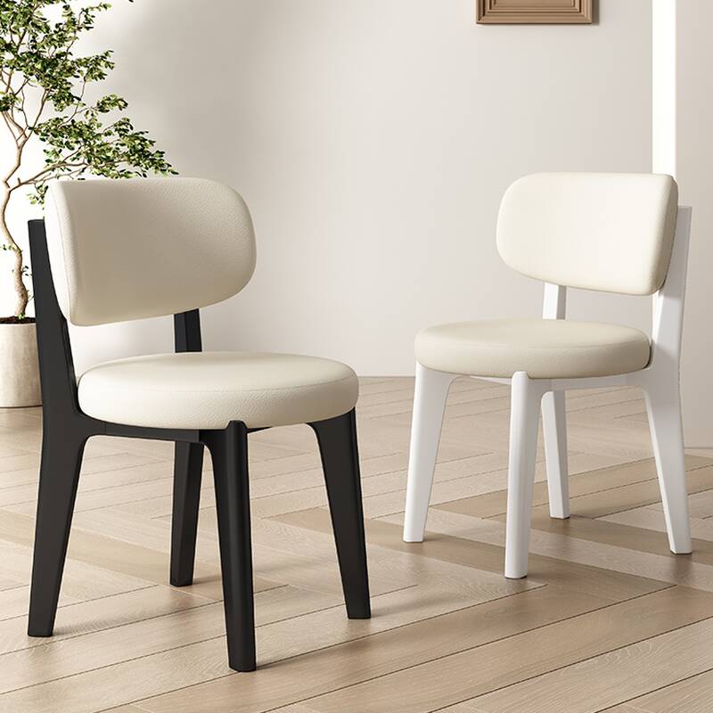 Contemporary Armless Chair with Low Back, Midnight Black Walnut Natural Finish Timber Legs