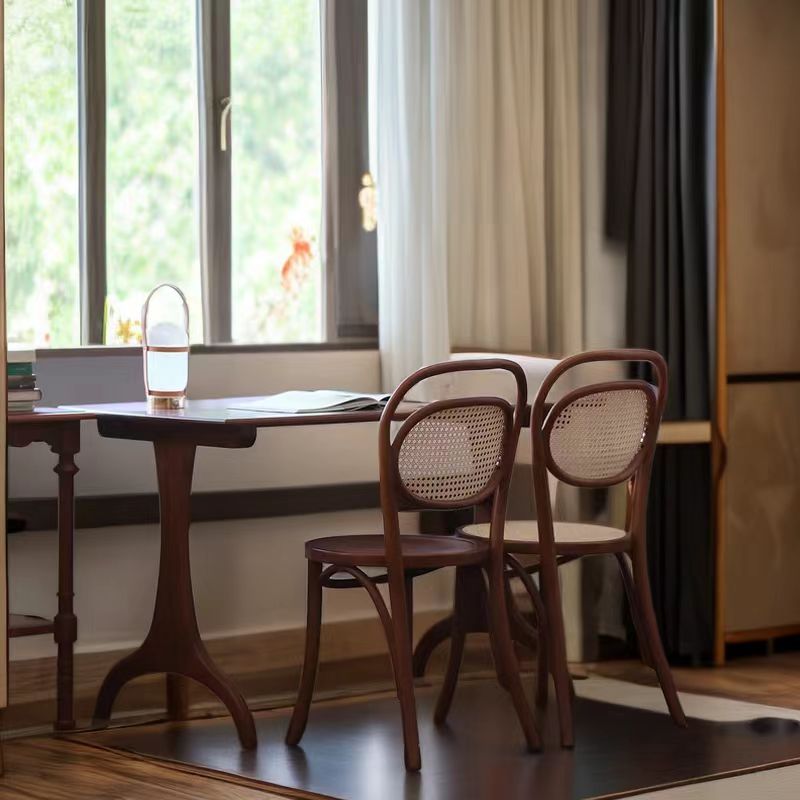 Contemporary Armless Chair with Uncovered Back and Midnight Black/Sepia/Walnut Timber Legs