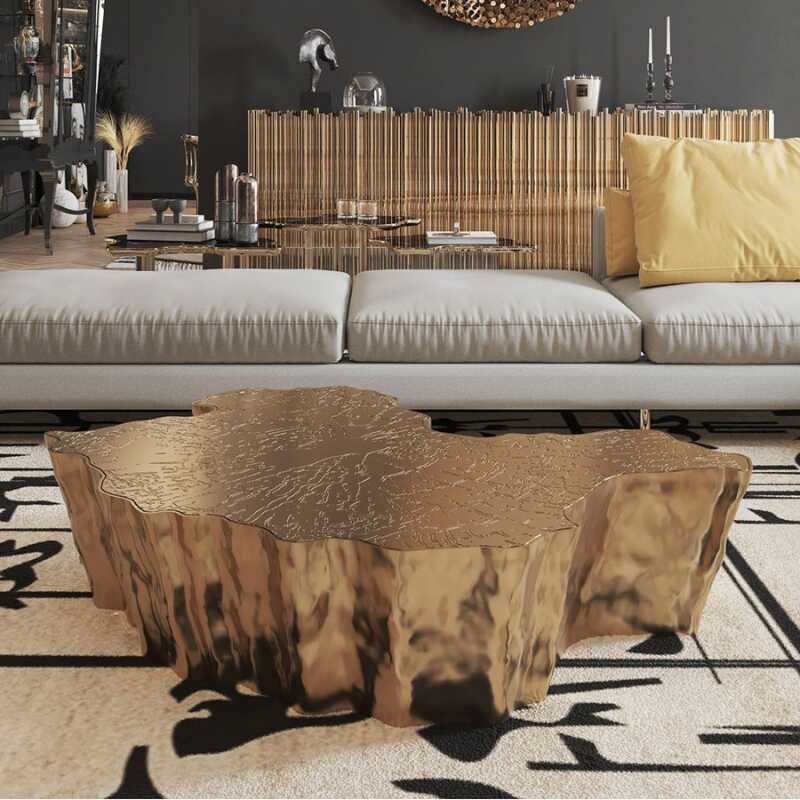 Irregular Shaped Metal Top Side Table