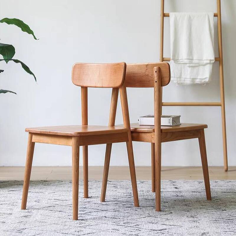 Wood Grain Modern Simple Style Side Chair with Low Back and Timber Legs