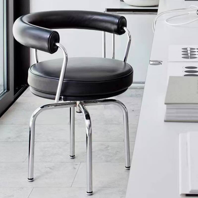 Contemporary Rotating Alloy Arm Chair with Uncovered Back and Metallic Legs