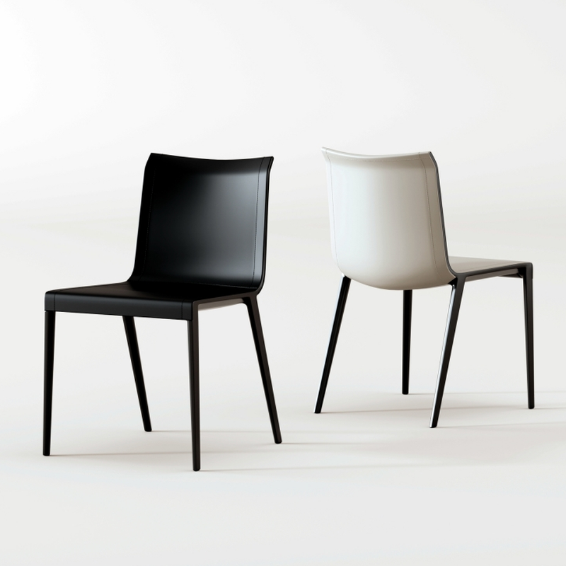 Simplistic Side Chair with Imperforate Back, Upholstered Seat, Midnight Black Metal Legs