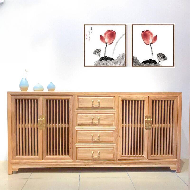 4 Doors & 4 Drawers & 1 Shelf Retro Lumber Standard Sideboard with Cabinets