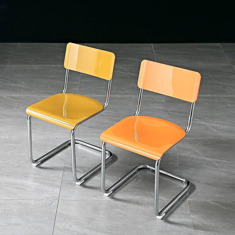 Modern Simple Style Ventilated Back Armless Chair with Metallic Alloy Legs