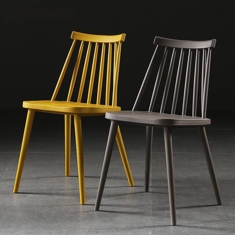 Modern Simple Style Side Chair with Slatted Back and Azure/Sage/Lemon Coloured Polymer Legs