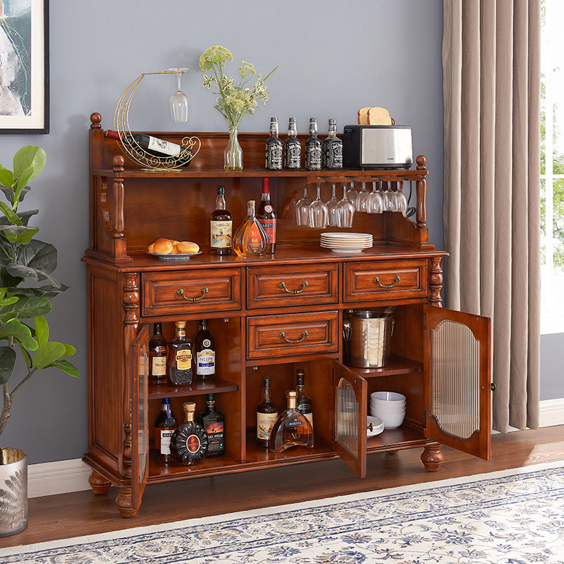 Industrial Style Sideboard with 2 Shelves and Stemware Shelf