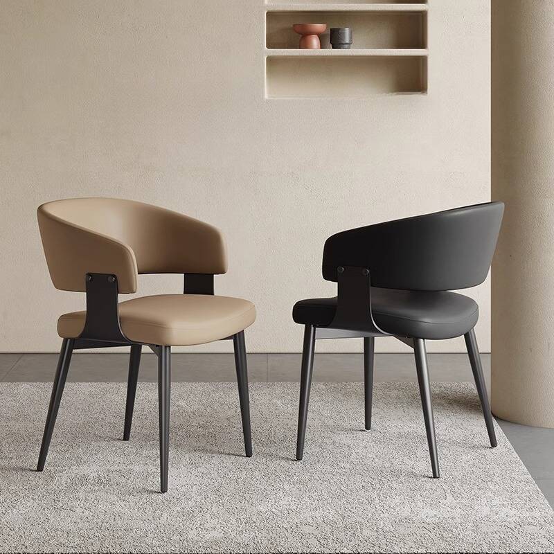 Simplistic Ventilated Back Arm Chair with Upholstery, Arms, and Midnight Black Steel Legs