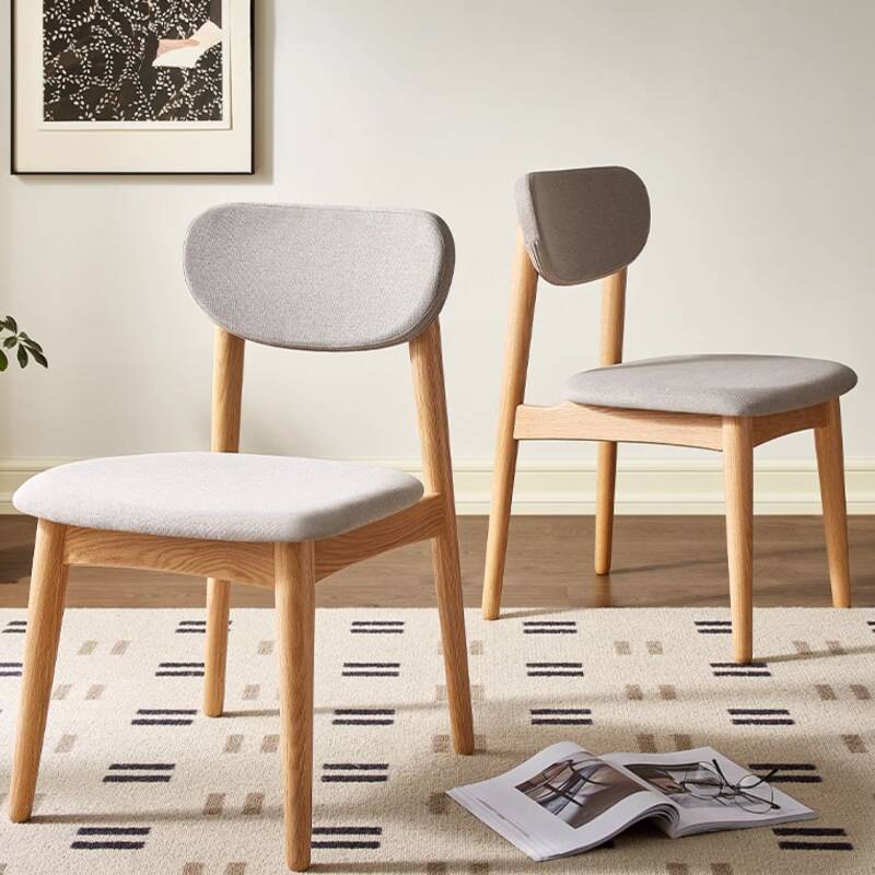 Dove Grey Modern Simple Style Side Chair with Uncovered Back and Cushioned Lumber Legs