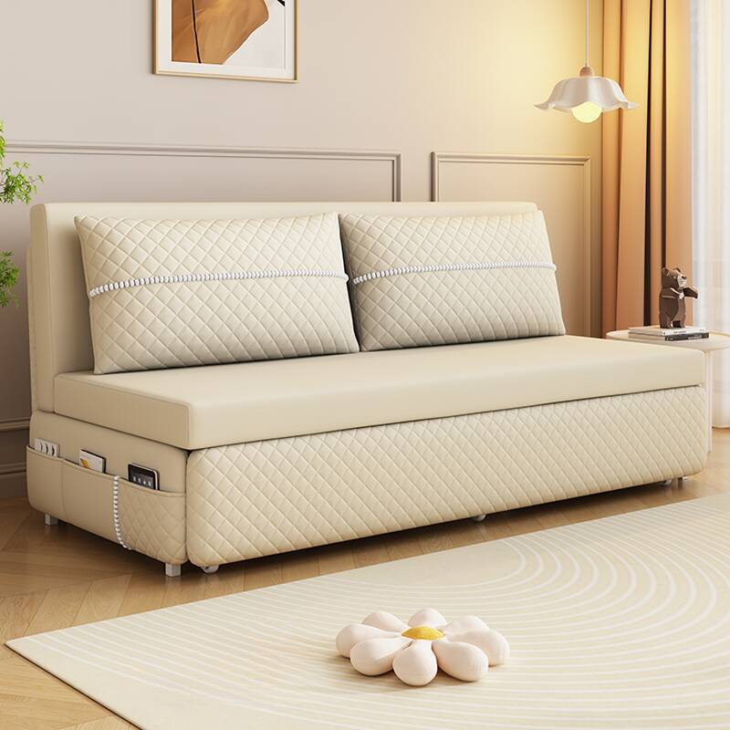 2 Pillows Twin Size Contemporary Tear Resistant Futon Sofa with Stockroom & Pillow Back for 2