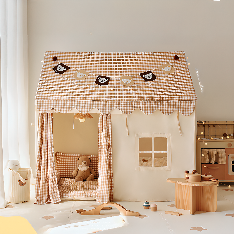 Colourful Indoor Square Cloth Play Tents, with Windows, Tent Pole Floor