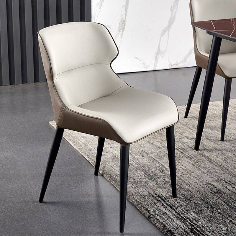 Simplistic Side Chair, Parsons Chair Back, Upholstered with Midnight Black Steel Legs