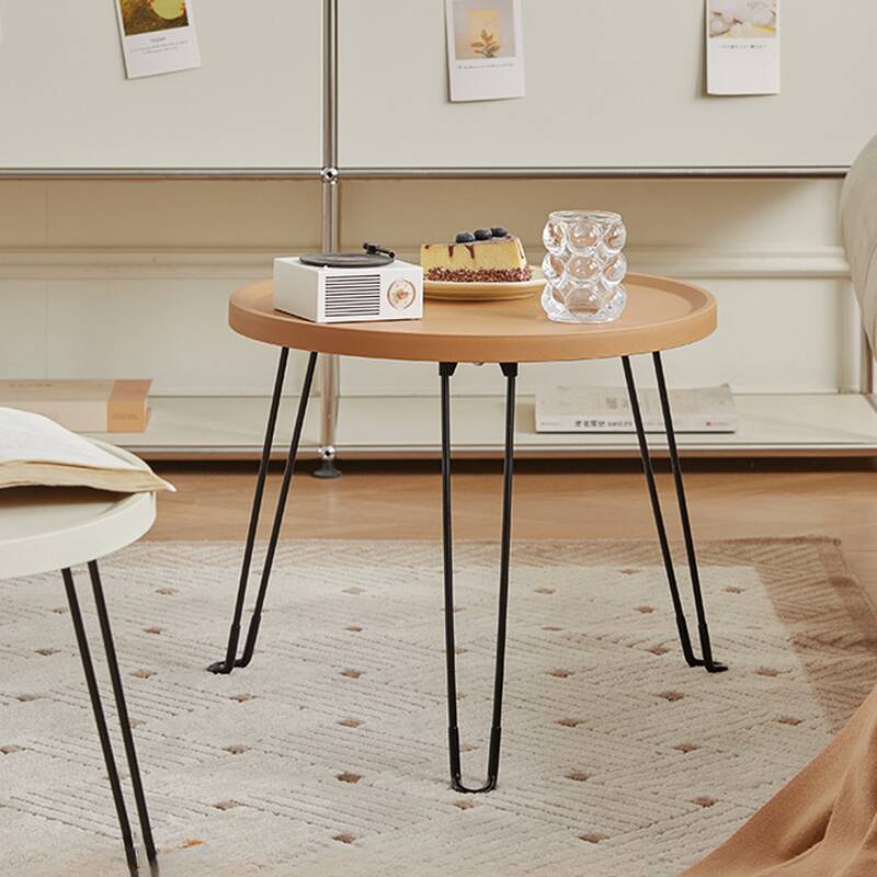 Circular Space-saving Polymer Pallet Table with Metal 3 Legs in a Modern Style