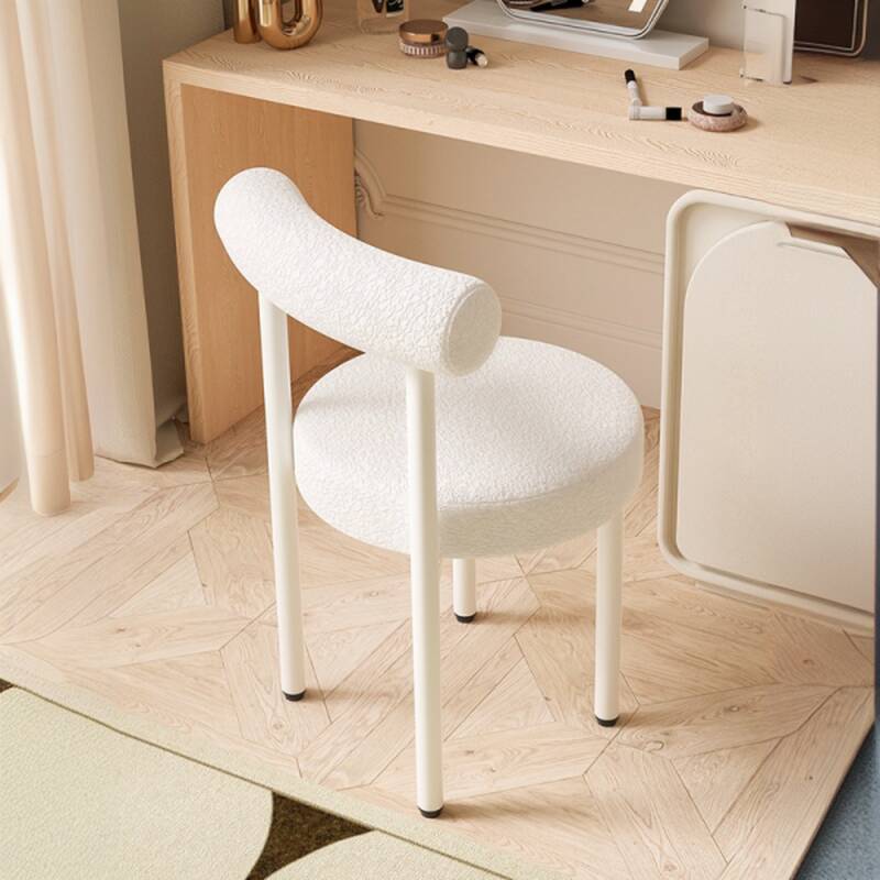 Simplistic Side Chair with Ventilated Back, Upholstered Seat, and Iron Legs