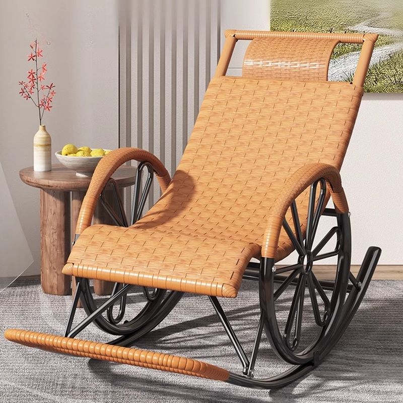 Modish Wicker Rocking Couch Chair with Track Arm