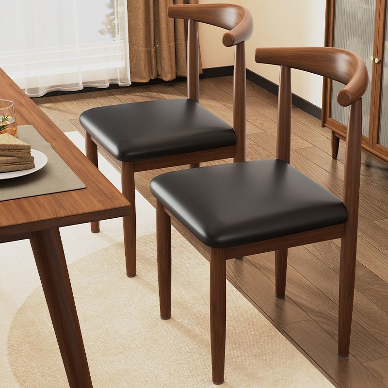 Simplistic Side Chair with Ventilated Back, Upholstered, Iron Legs