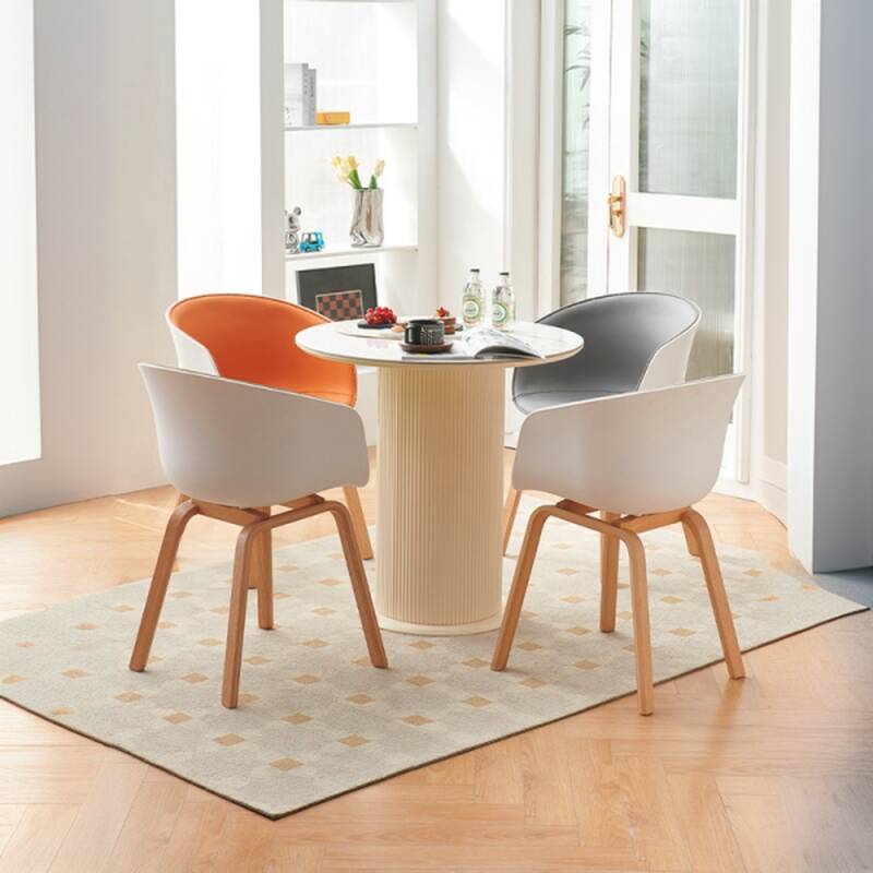 Simplistic Arm Chair with Imperforate Back, Upholstered, Timber Legs, Includes Arms