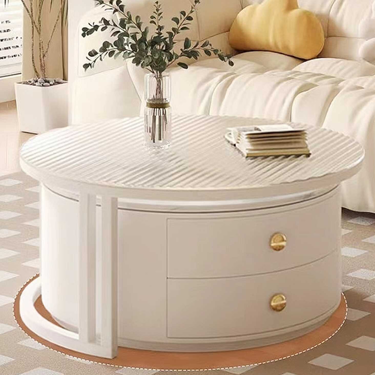 Circular-shaped Nesting Accent Table Set with Structure Base