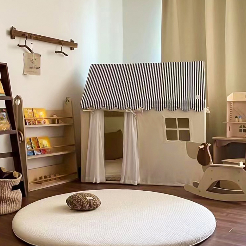 Chalk Medium（3'-5'） Square Textile Play Tents with Tent Pole, Illumination Lights and Floor