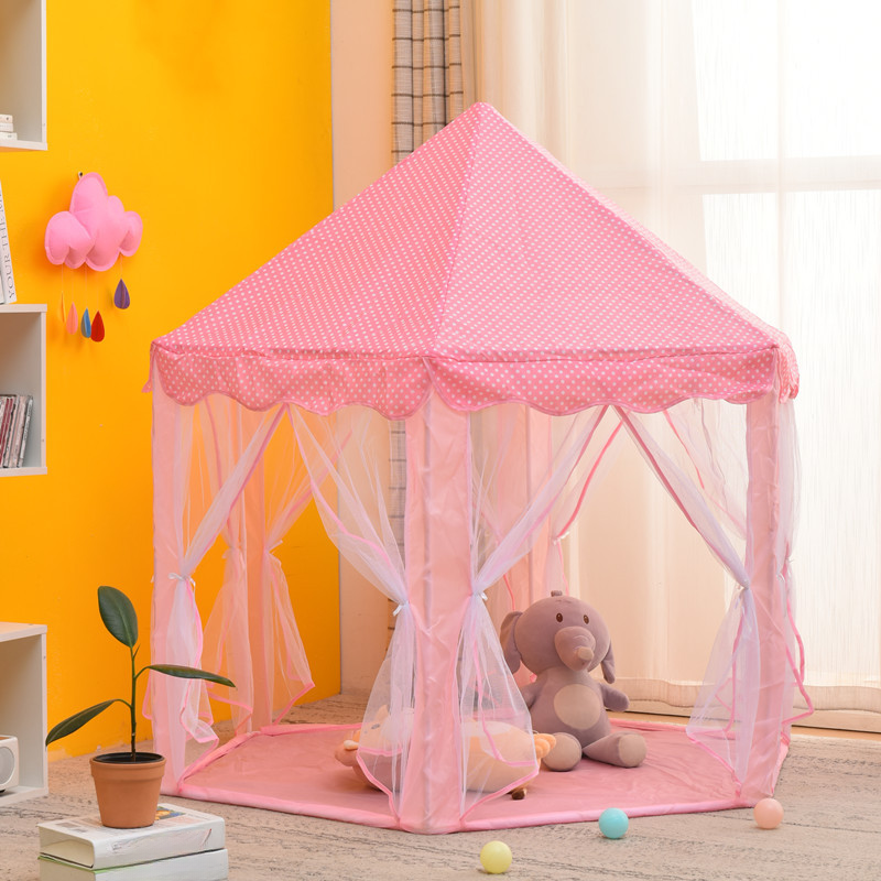 Indoor Fabric Fold-up Cabin& Cottage Play Tents with Tent Pole, Floor