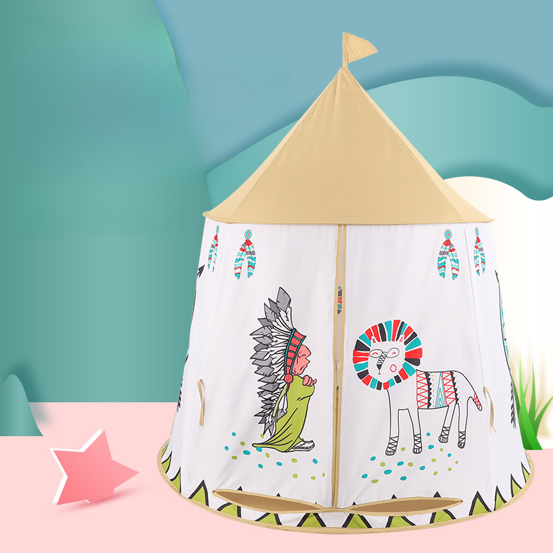 Medium（3'-5'） Indoor Circular Cloth Play Tents with Tent Pole and Floor