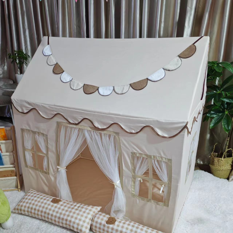 Medium（3'-5'） Indoor Square Cloth Play Tents with Tent Pole, Windows and Floor