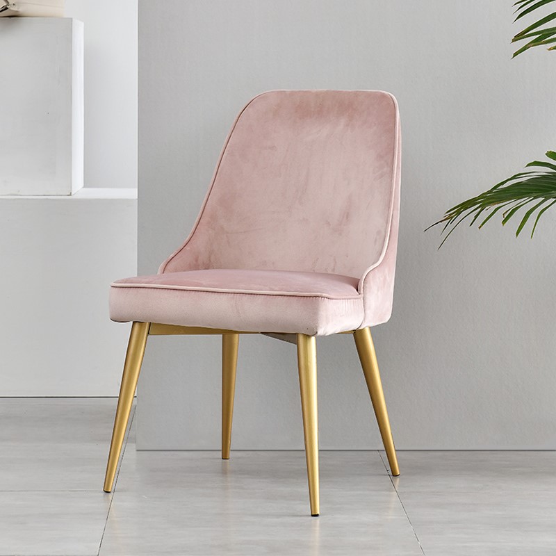 Glamorous/Simplistic Side Chair with Imperforate Back, Upholstered, Metal Legs