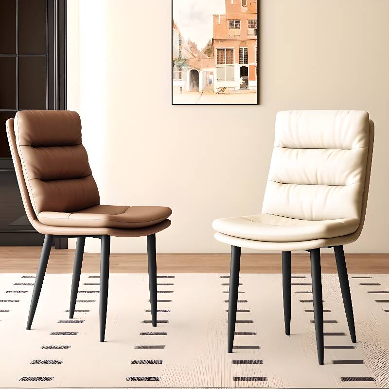 Simplistic Side Chair with Imperforate Back, Upholstered Seat, and Midnight Black Metal Legs