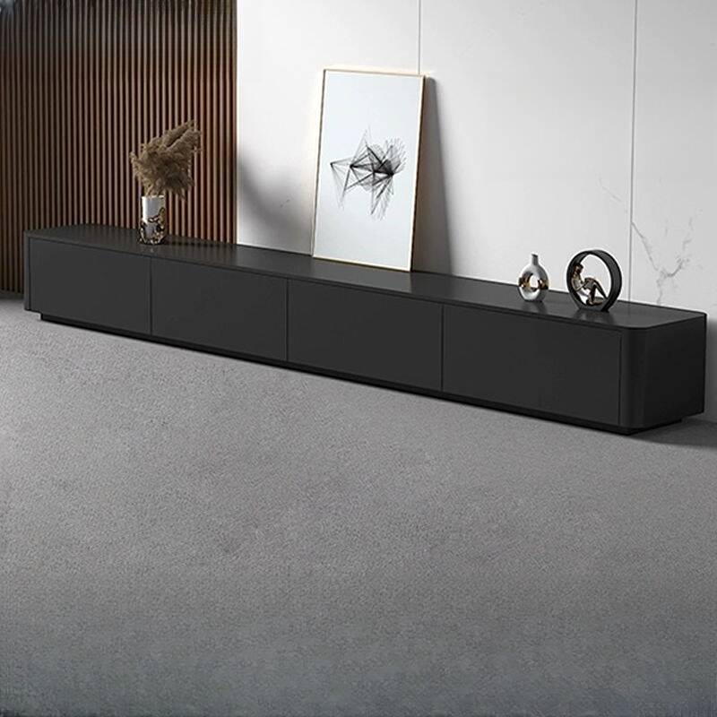 Contemporary Midnight Black Lumber TV Stand with Cable Management and 6 Drawers/5 Drawers/4-Drawer