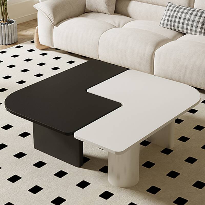 Ink/Chalk Square Sintered Stone Bunching Board Game Coffee Table with 4 Legs in a Modern Simple Style