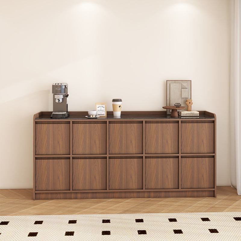 Modern Simple Style Cocoa Wood Credenza with 5 Drawers in Narrow/Standard Size and Compartment Storage