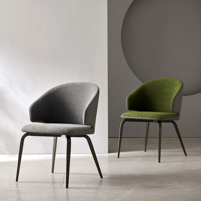 Simplistic Arm Chair with Imperforate Back, Upholstered Seat, Arms, and Midnight Black Metal Legs