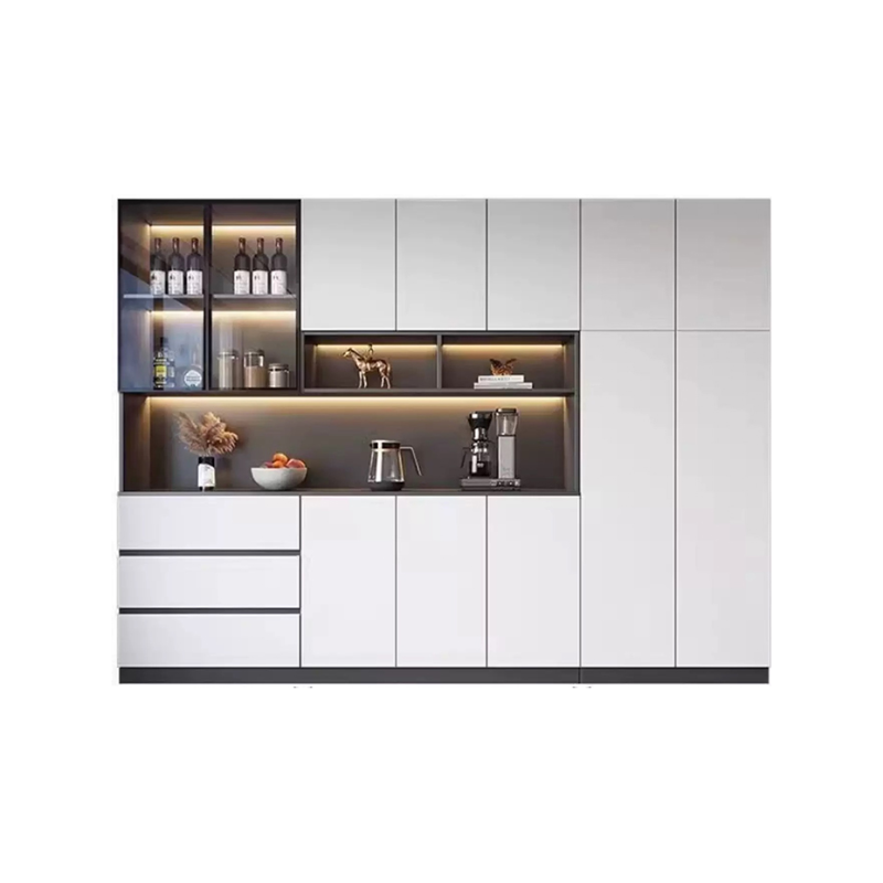 White/Grey Composite Wood Wide/Standard/Narrow Sideboard with Glazed Door