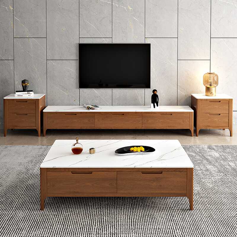 Chalk Trendy Sintered Stone TV Stand with 3 Drawers