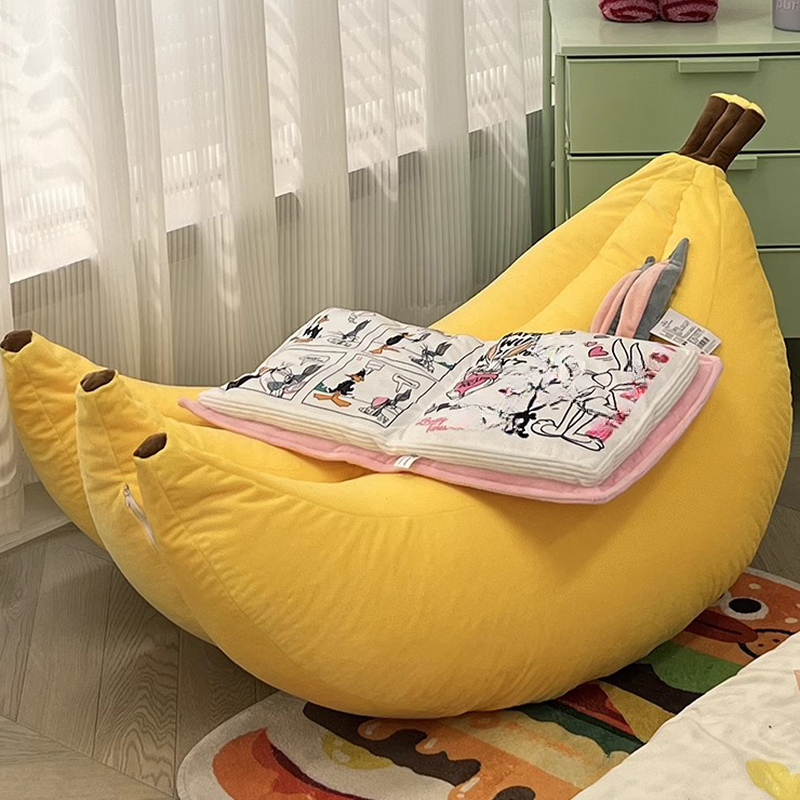 Seats 1 Lime Green/Butter Colour Flannel Food Bean Chair, Pre-Filled Bean Bag Chair, Fill Included