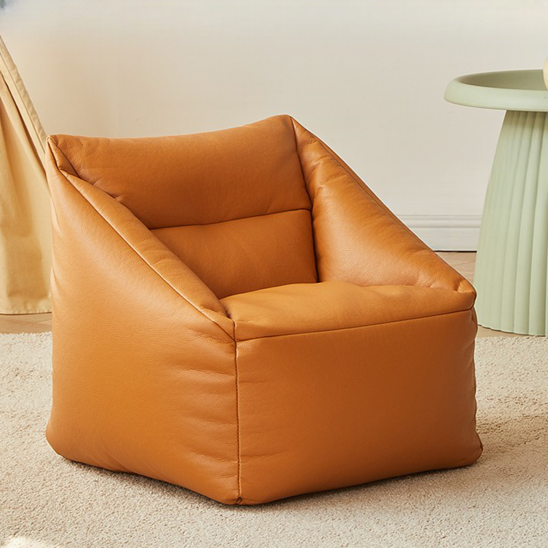 Seats 1 Cerulean/Gray/Ink Pleather Pre-Filled Bean Bag Chair, Solid Colour Bean Bag Chair Filled with Expanded Polypropylene Beans