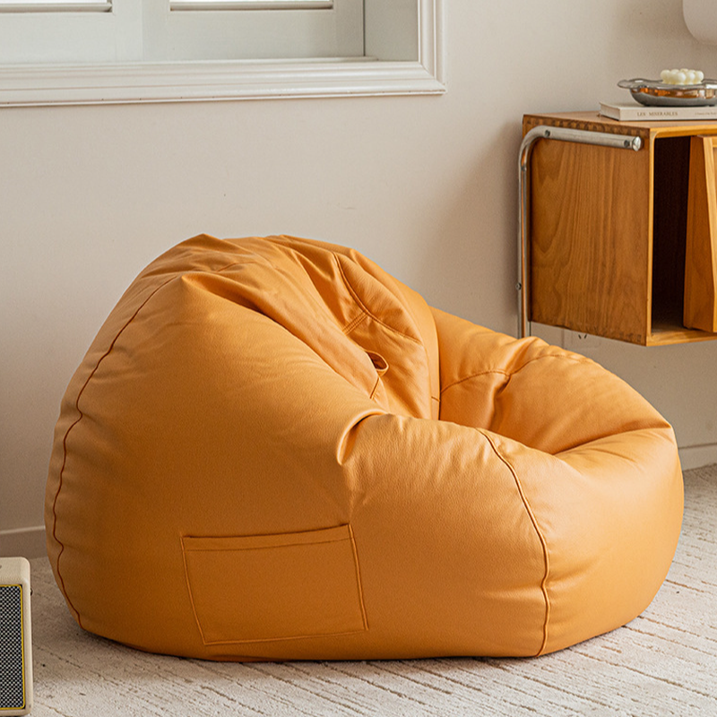 Seats 1 Cerulean/White/Lime Green Damp-proof Vinyl Leather Bean Bag Set in Solid Colour with Ottoman & Expanded Polypropylene Beans