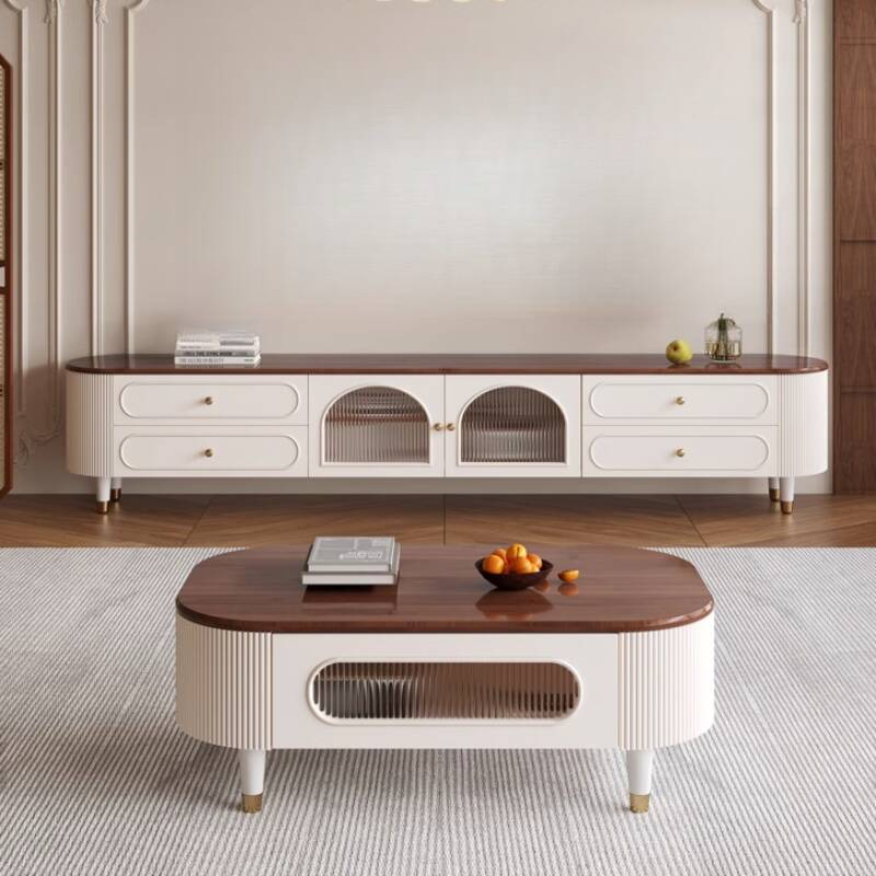 Mission Style Cocoa/White Oval Single Accent Table with 4 Legs and 2 Drawers