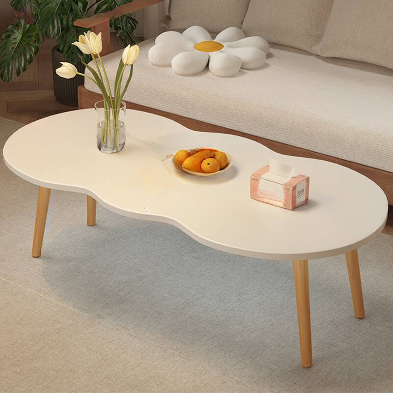 Modish Single Timber Side Table with Four Legs and Asymmetrical Top