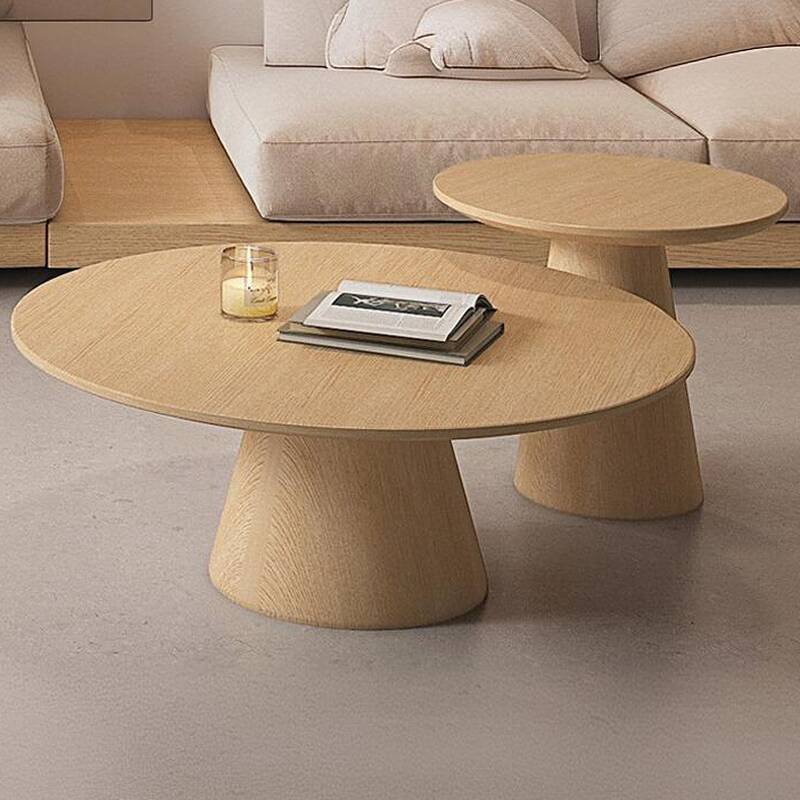 Double Nesting Circular Engineered Wood Board Game Coffee Table for Living Room