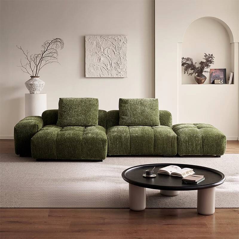 L-Shape Sofa Chaise with Pine Wood, Black Upholstery, 4-piece Set, Reversible Orientation, and Concealed Support