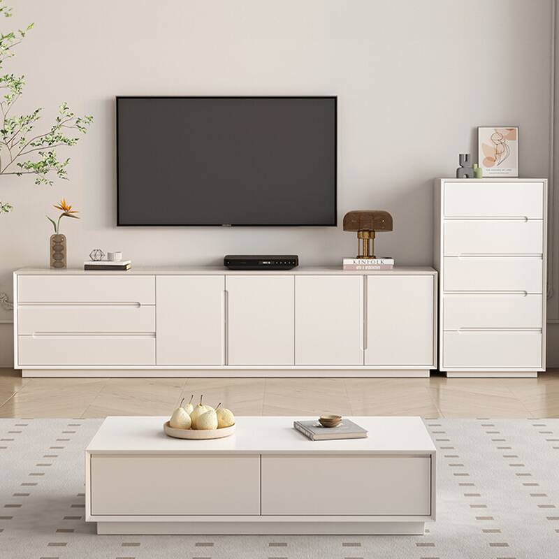 Modern Design Lumber TV Stand with 3 Drawers and 2 Cabinets