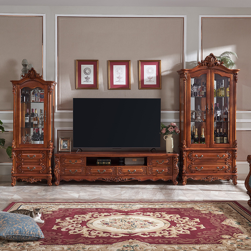 Cocoa Simplistic Mahogany TV Stand with 6 Drawers and Unsheltered Storage