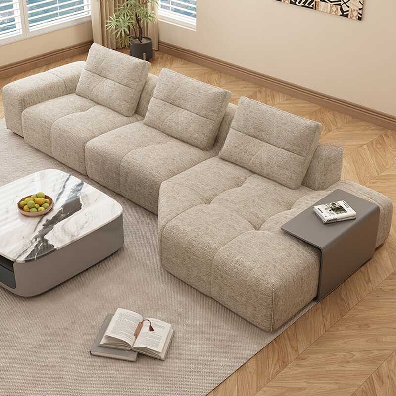 L-Shape Sofa Chaise for 2 with Concealed Support