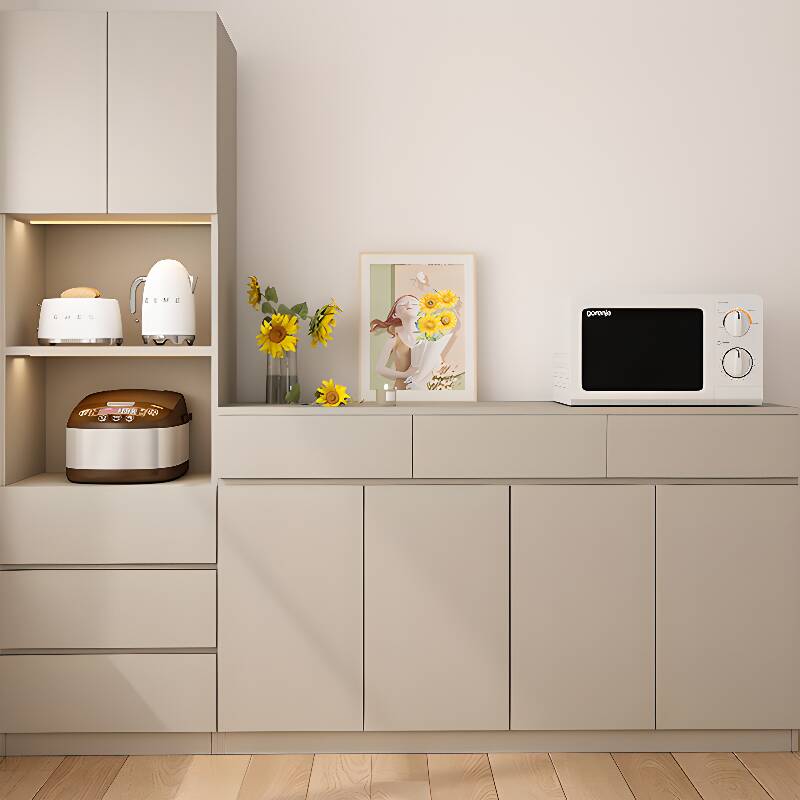 Simple Sideboard with Multiple Drawers, Closet Cabinet, Standard and Narrow Sizes, 1 or 2 Shelves, Wood Countertop, 2 to 5 Doors