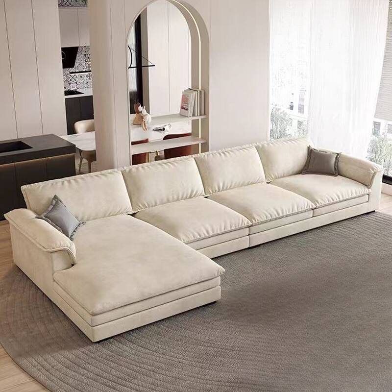 1-Chaise 3 Pc L-Shape Damp-proof Cream Left Sofa Chaise with Pillow Top Arm