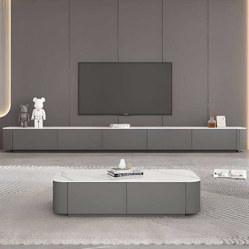 Modern Simple Style Stone TV Stand with 5 Drawers and Cable Management