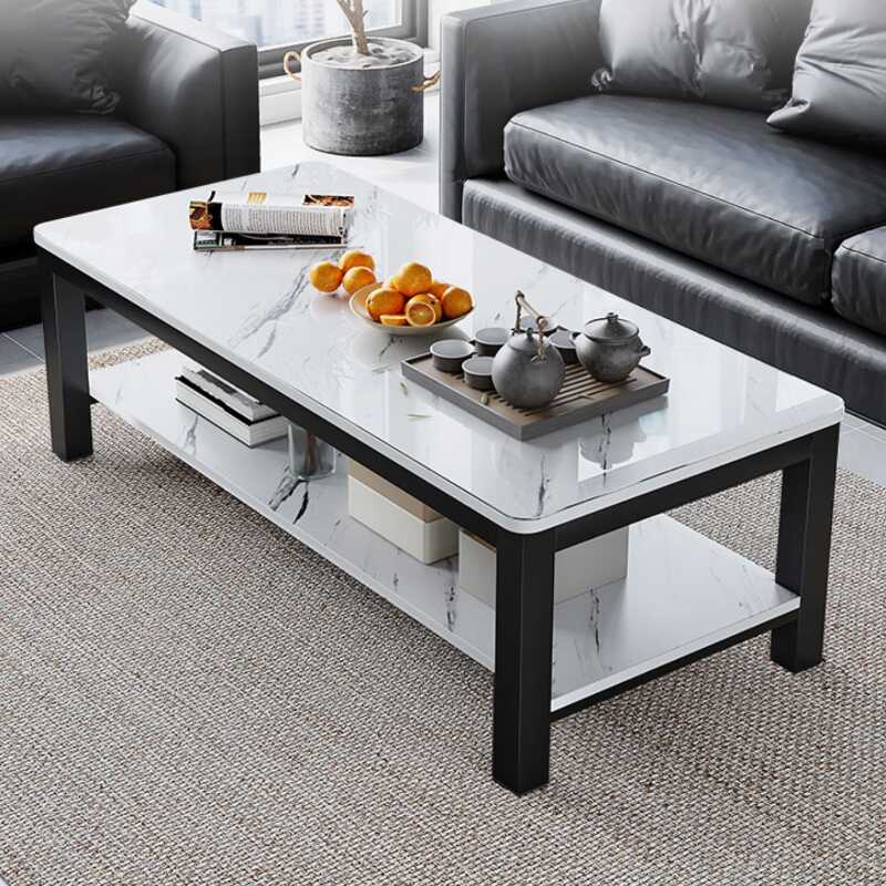 Modern Tempered Glass Rectangular Board Game Coffee Table with 1 Shelf