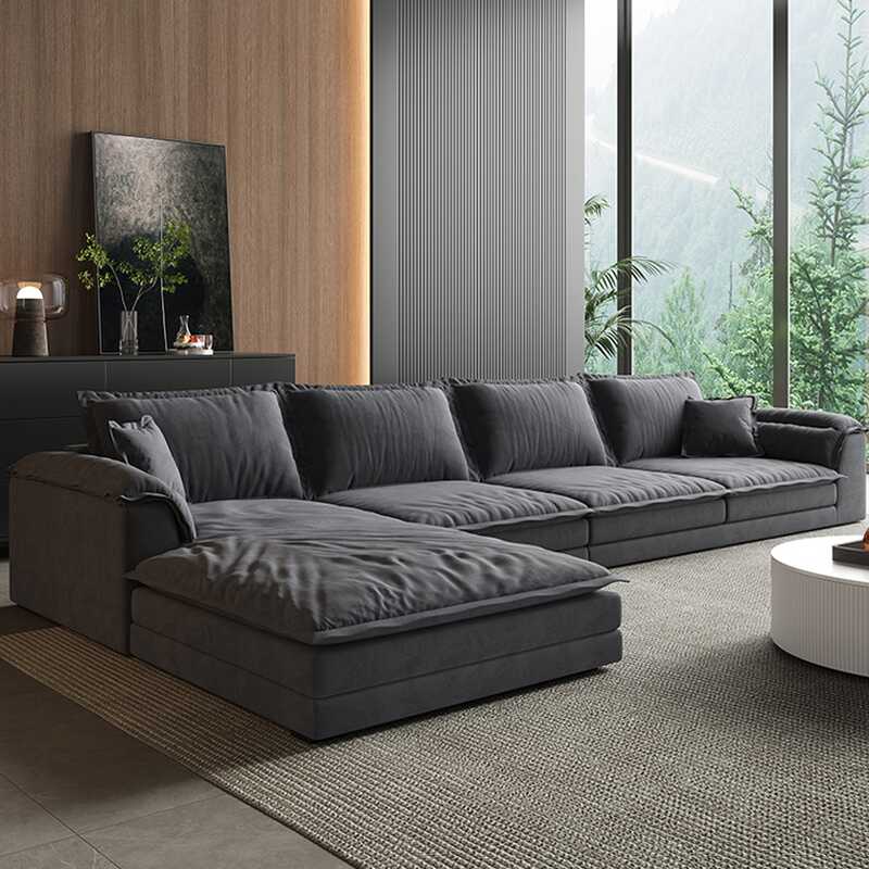 Scratch-proofed L-Shape Sofa Chaise in Dove Grey, 3-piece Set with Left Orientation, Recessed Arm, and 1-Chaise