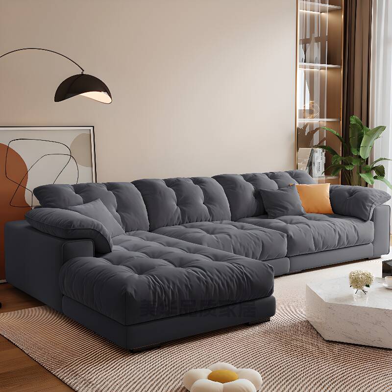 Elegant L-Shape Sofa Chaise with Tufted Back, Left Hand Facing Orientation, and Button-tufted Detailing